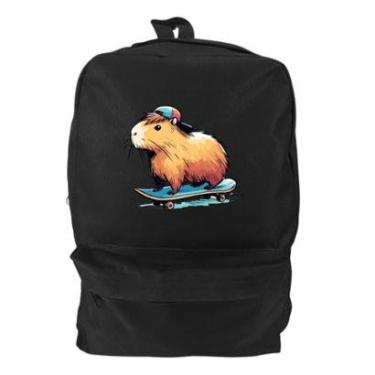 Imagem de Mochila Bolsa Unissex Basica Escolar Estampado Capivara Patinete Tamanho:Único;Cor:;Genero:Homem-Masculino