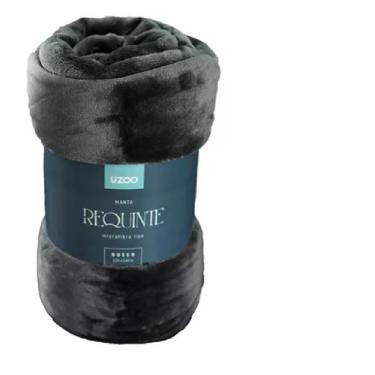 Imagem de Manta Microfibra Flannel Requinte Casal Grafite 180x220CM - Uzoo, Graf