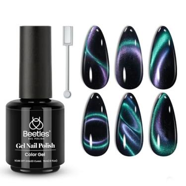Imagem de beetles Gel Polish Esmalte Em Olho De Gato Azul Beetles, 1 Peça, 15 Ml, 0,5 Oz, Glitter, Brilho, Holográfico, Com Ímã, Translúcido, Aura Mística, Lâmpada Led, Arte, Manicure, Salão, Faça Você Mesmo,