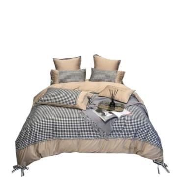 Imagem de ZDJZMGZ Conjunto de edredom Queen Modern Home Living Simple Conjunto de cama de algodão de 4 peças requintado para quarto de cama macio completo (cama de 1,5/1,8 m)