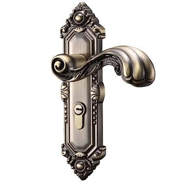 Imagem de Puxador criativo para móveis - Maçaneta de porta silenciosa antiga fechadura de ferragens simples para quarto, escritório, sala de estar,