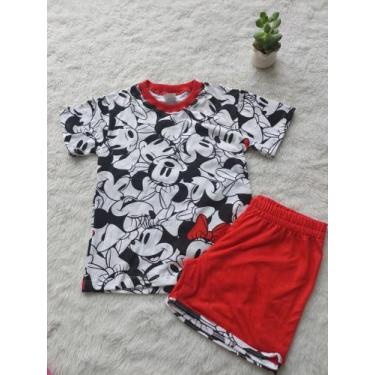 Imagem de Pijama Infantil Malha Algodão Minnie - Avm Confecções, Short vermelho,