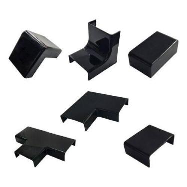 Imagem de 2 Acabamentos Canaleta Preta Larga 40x16mm Grande Grossa Fio - Loja Di