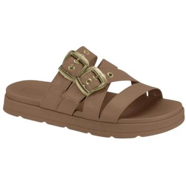 Imagem de Chinelo Slide Moleca Feminino Plataforma Fivelas Douradas Conforto -, 