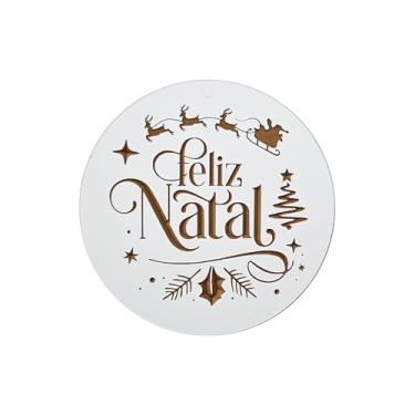 Imagem de Placa Feliz Natal Decoração De Natal Enfeites De Natal Festas 45x45cm (Branco)