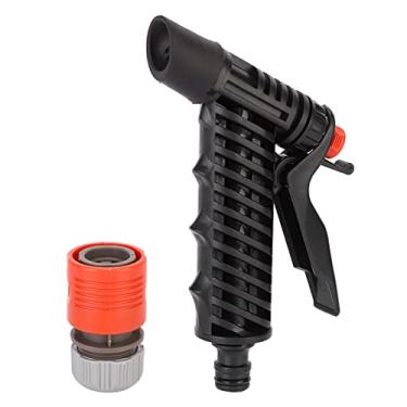 Imagem de Bico de pulverização de mangueira de jardim irrigador de pressão de água de modo duplo com mola de aço inoxidável 304 para lavagem de carro e irrigação de jardim preto 17,5 x 12,5 cm