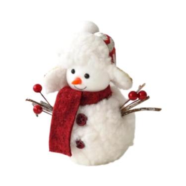 Imagem de KiBcsLic Decoração de mesa de boneco de neve de Natal, decoração de mesa de Natal, peças centrais, prateleira, presentes, lareira, enfeite de pelúcia de Natal, S