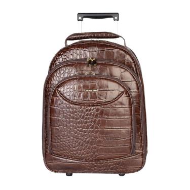 Imagem de Mochila feminina com carrinho de couro croco Veneza-Feminino