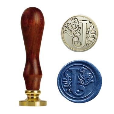 Imagem de Carimbo vintage J Alphabet Wax Seal – Carimbo botânico elegante para convites de casamento, cartões de Natal, envelopes e embrulho de presente