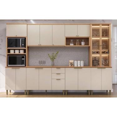 Imagem de Kit Cozinha Modulada 6 Peças Selene (2aéreos+2balcões+2paneleiros) Cp01 Jequitiba-off White Fosco - Linea Brasil