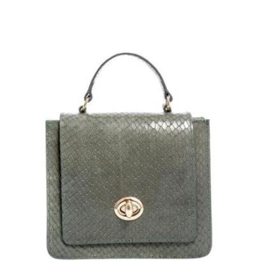 Imagem de Bolsa Tiracolo Estruturada Verde em Couro Legítimo Leopoldine-Feminino