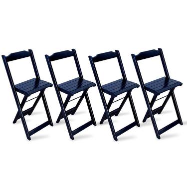 Imagem de Kit 4 Cadeiras Bistrô Dobrável Madeira Preta Cor: Preto