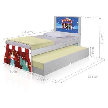 Imagem de Bicama Juvenil Adesivada Circo com Colchões