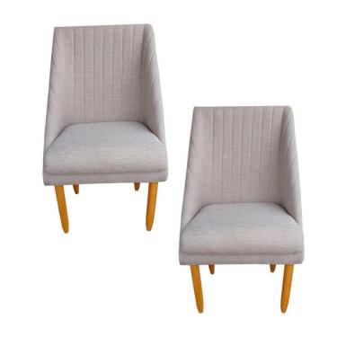 Imagem de Kit 02 Cadeiras Para Sala De Jantar Ana Pés Palito Linho Bege D'classe Decor
