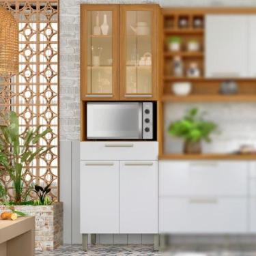 Imagem de Paneleiro Para Forno Portas De Vidro Burguesa Nesher, Freijó/Branco