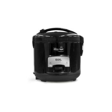 Imagem de Panela de Arroz Elétrica, 1 Litro, Preta, 400W, com Cuba Antiaderente, Grade Vapor, Copo Medidor e Colher, 220V, 20,5x20,5x23,5cm