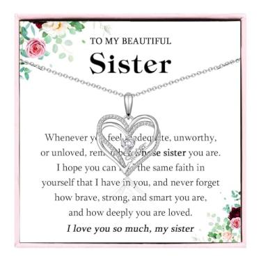 Imagem de Colar de meias para meninas e mulheres, corações entrelaçados duplos para minha filha, irmã, tia, sobrinha, avó, vovó, joias, Natal, Dia das Mães, Páscoa, presente de aniversário para meninas