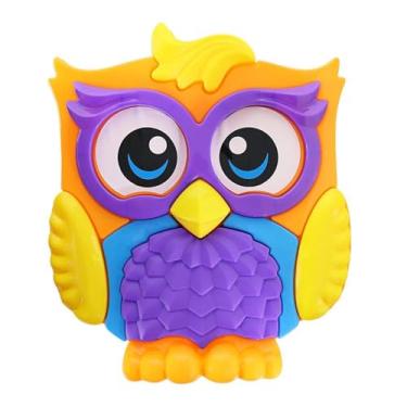 Imagem de Brinquedo Educativo Coruja Colorida, Quebra-Cabeça 3D, Design Divertido em Roxo, Laranja e Azul, Decoração Infantil