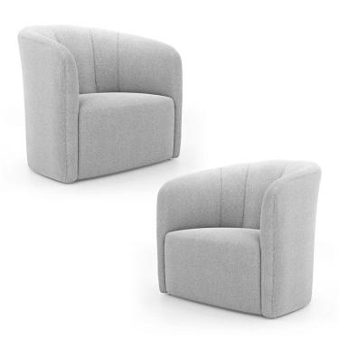 Imagem de Kit 02 Poltronas Decorativas Abby Bouclê Cinza Claro - Abmaza