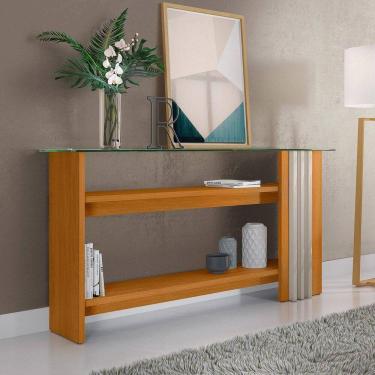 Imagem de Aparador De Sala Com Prateleiras 150cm Mirezi M20 - D`rossi Cor Cinamomo E Off White