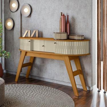 Imagem de Aparador De Sala Pés Retrô De Madeira 136cm Fiorano M20 - D`rossi Cor Cumaru E Opala