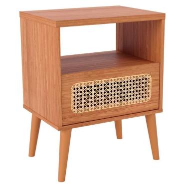 Imagem de Mesa De Cabeceira 1 Gaveta Com Palhinha Natural Zack D03 Freijó - Lyam Decor