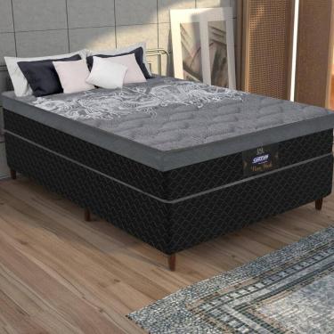 Imagem de Cama Box Conjugado Casal Com Colchão 138x65x188 New York Hf Gazin Cr35364 Preto