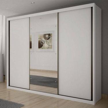 Imagem de Guarda Roupa Casal Ambiente Palazzo 3 Portas 6 Gavetas Neve Com Espelho - Horizonte
