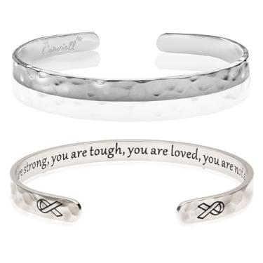 Imagem de Carviell Pulseiras femininas gravadas – inspiradoras, amizade, amor, mãe, filha, irmã, cristã, formatura, memorial e presentes de casamento – 80+ frases – aço inoxidável, pronto para presente, One