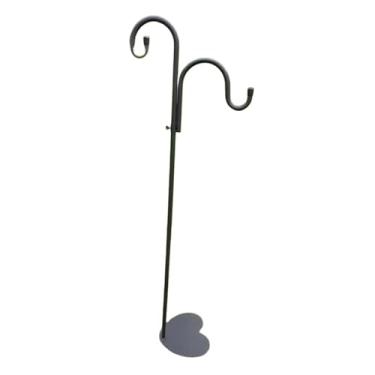 Imagem de WeiLaiKeQi Gancho de pastor para pendurar objetos, com base plana e gancho de ferro, ideal para uso interno e externo, perfeito para luzes, cestos de plantas,