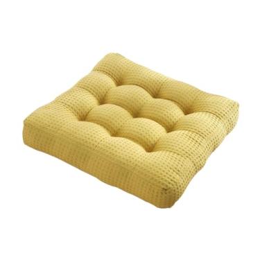 Imagem de Bothyi Almofada de cadeira quadrada para cadeira de jantar, tapete de cadeira, almofada de chão, almofada de assento acolchoada para canto de leitura, sala, Amarelo