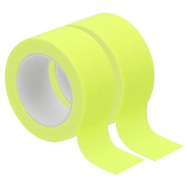 Imagem de PATIKIL Fita de tecido neon Gaffer de 0,6 polegadas x 16,4 pés, fita adesiva fluorescente de 2 rolos, fita preta brilhante para palco, festa, grade, artesanato, faça você mesmo, amarelo