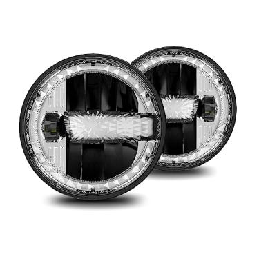 Imagem de Faróis de LED para Carro 7 Polegadas 300W com Farol Alto Baixo Luz DRL Sinal Virada Alumínio Fundido à Pressão Vida Útil
