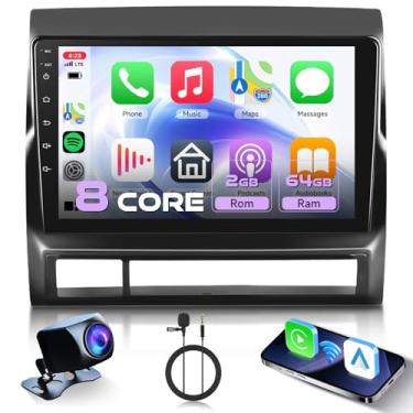 Imagem de [8 Core 2G + 64G] Rádio automotivo para Toyota Tacoma 2005-2013 com CarPlay sem fio/Android Auto, tela sensível ao toque IPS Android 13 de 9 polegadas, estéreo, GPS WiFi, DSP de 32 bandas, Bluetooth