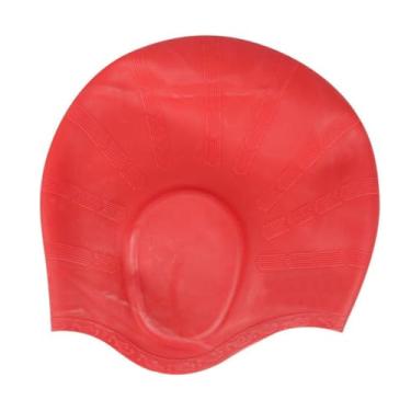 Imagem de Touca Natação Silicone Profissional Unissex Protetor Ouvido Orelha Cabelo touca de natação para Piscina e Mar(vermelho A)