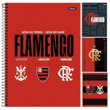 Imagem de Kit C/ 4 Caderno Flamengo FORONI Universitário ESPIRAL - 1M 80 Folhas