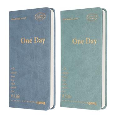 Imagem de PATIKIL Caderno planejador, 2 peças, 17,8 x 9,7 cm, 96 folhas, sem data, para agenda, diário, semanal, para escritório, casa, estudo, trabalho, gerenciamento de hábitos, rastreador de hábitos, azul