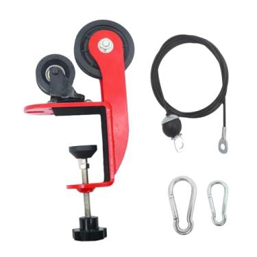 Imagem de KiBcsLic Aparelho de polia para fortalecimento de pulsos com cabo, portátil e fácil de instalar, ideal para exercícios de braço de ferro, Vermelho