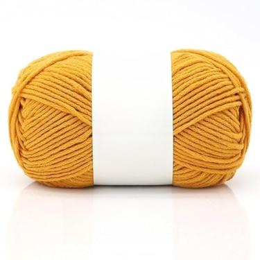 Imagem de Bolas de fio de algodão – fio de peso médio para chapéus de crochê, cachecóis, chinelos e artesanato de tricô à mão, macio e durável (amarelo)