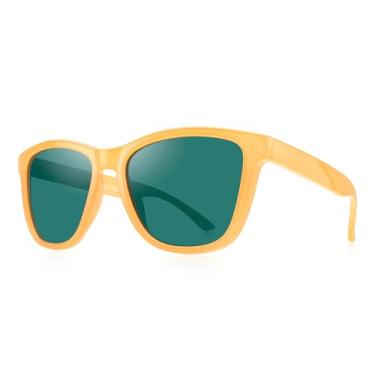 Imagem de Óculos de sol polarizados quadrados Candy Color para mulheres, homens, modernos, retrô, unissex, com proteção UV400, Amarelo, Lens Width: 54 Millimeters