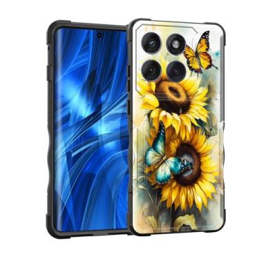 Imagem de EFGWSDER Capa para Moto Edge 2025, [camada dupla] [proteção contra quedas de grau militar de 3,5 m] Capa resistente à prova de choque para Motorola Moto Edge 2025 de 6,7 polegadas, borboleta girassol