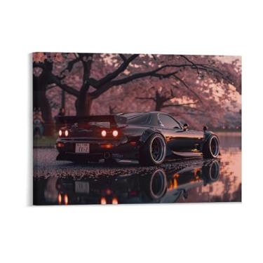 Imagem de HouLaiZhe Modificado Rx7 Flor de cerejeira Jdm pôsteres de carro tela estética decoração de sala de parede impressões de parede sala de galeria decoração de parede para quarto sala de estar escritório