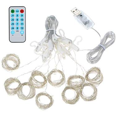 Imagem de 300 LEDs Luzes de Cortina Fadas com Controle Remoto Função Sincronização Ativada por Voz Brilho Cobre Alimentação USB pa
