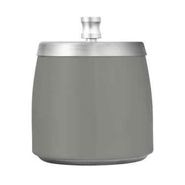 Imagem de Qilmy Cinzeiro de aço inoxidável cinza liso com tampa - Cinzeiro de cigarro à prova de vento sem cheiro sem fumaça para casa, escritório, carro, pátio, varanda (uso interno e externo)