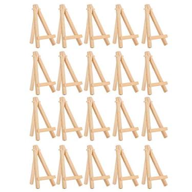 Imagem de CUOFYUNL 20 unidades de cavalete de madeira Artware Mini Aframe suporte de tripé de exibição de madeira natural para decoração e adereços de exposição