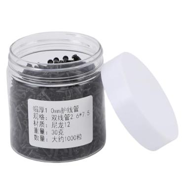 Imagem de POENVFPO Tubo de ilhós duplos para raquete de badminton, N12 2,6 * 7,5 mm Badminton Raquete Grommet Tube Repair Parts Espessura 1,0 mm Preto (Aprox. 1000 peças)