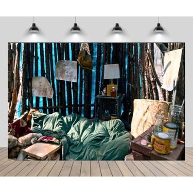 Imagem de CHNYWORK 2,1 x 1,5 m de fundo interior de cabana de madeira ponto de encontro para cama de solteiro fundo de latas de comida decoração de festa de aniversário infantil chá de bebê adereços para fotos