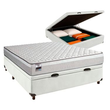 Imagem de Conjunto Cama Box Bau Branco Casal + Colchão Molas Ensacadas Hanover Inducol