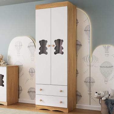 Imagem de Guarda-roupa Infantil 62cm 2 Portas com Vidro e 2 Gavetas Doçura Multimóveis MP4491