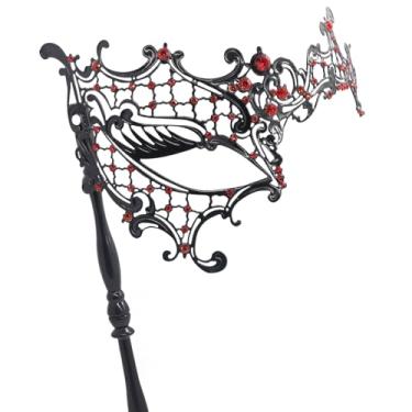 Imagem de Coddsmz Máscara veneziana de baile de máscaras com bastão, decorações de carnaval para fantasia feminina de Halloween